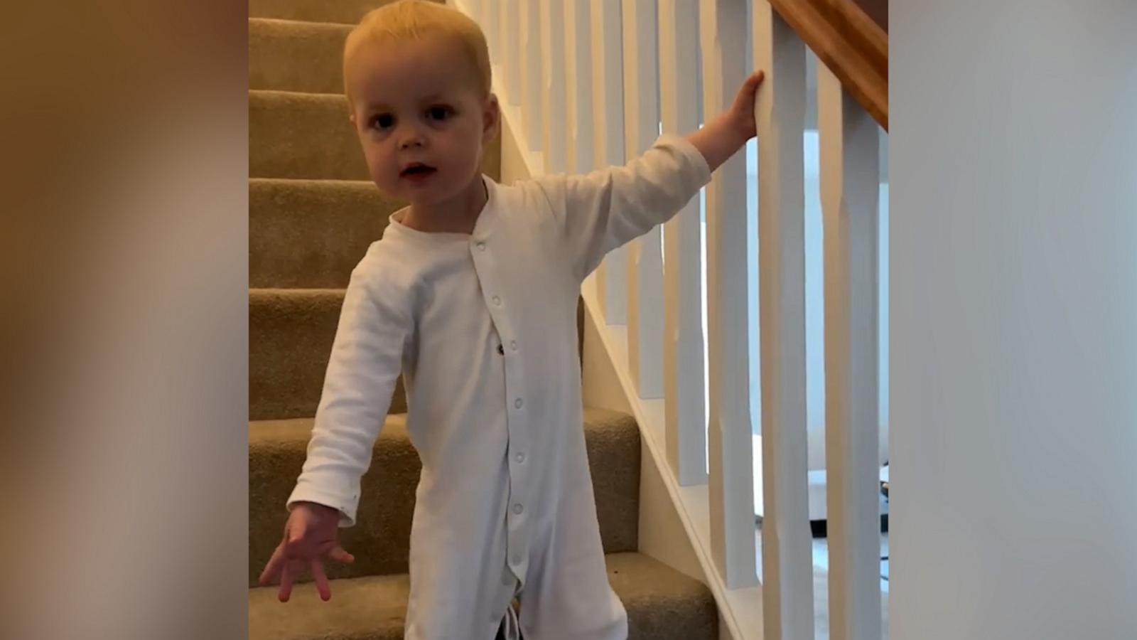 VIDEO: Adorable toddler takes his precious time going down the stairs