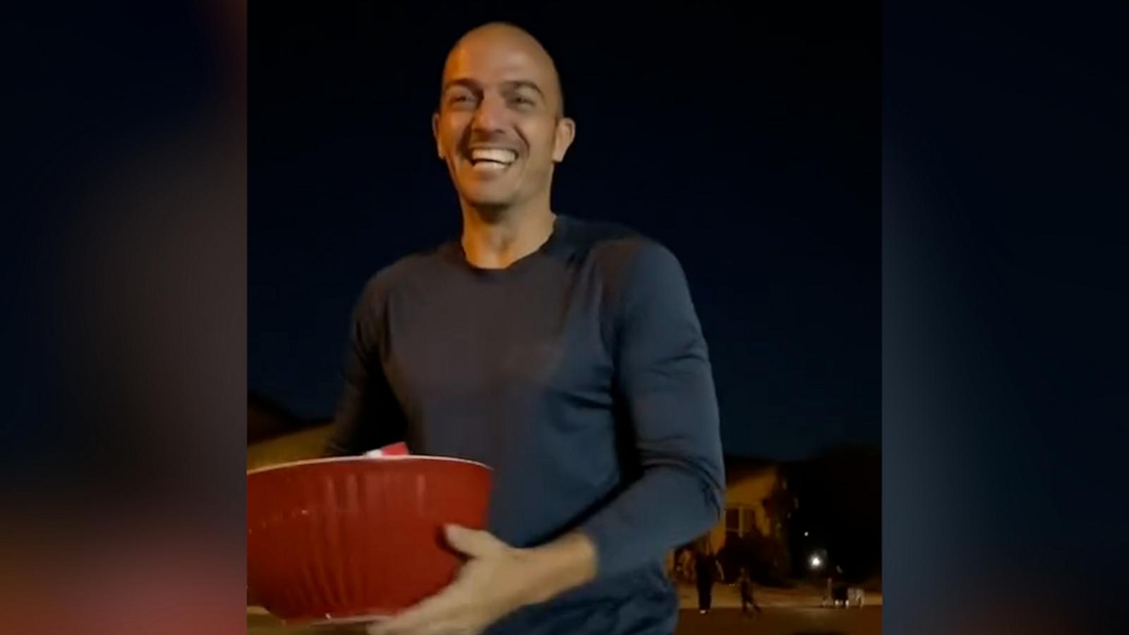 VIDEO: Man gets emotional while handing out candy to trick-or-treaters