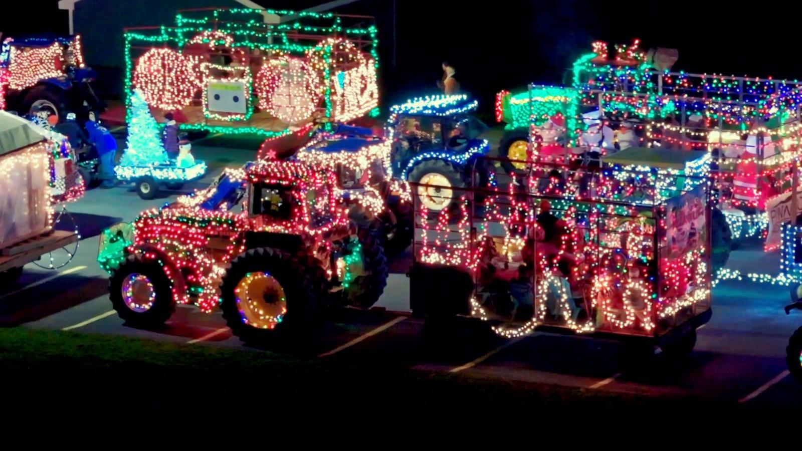 VIDEO: Small town’s lighted tractor parade brings holiday cheer