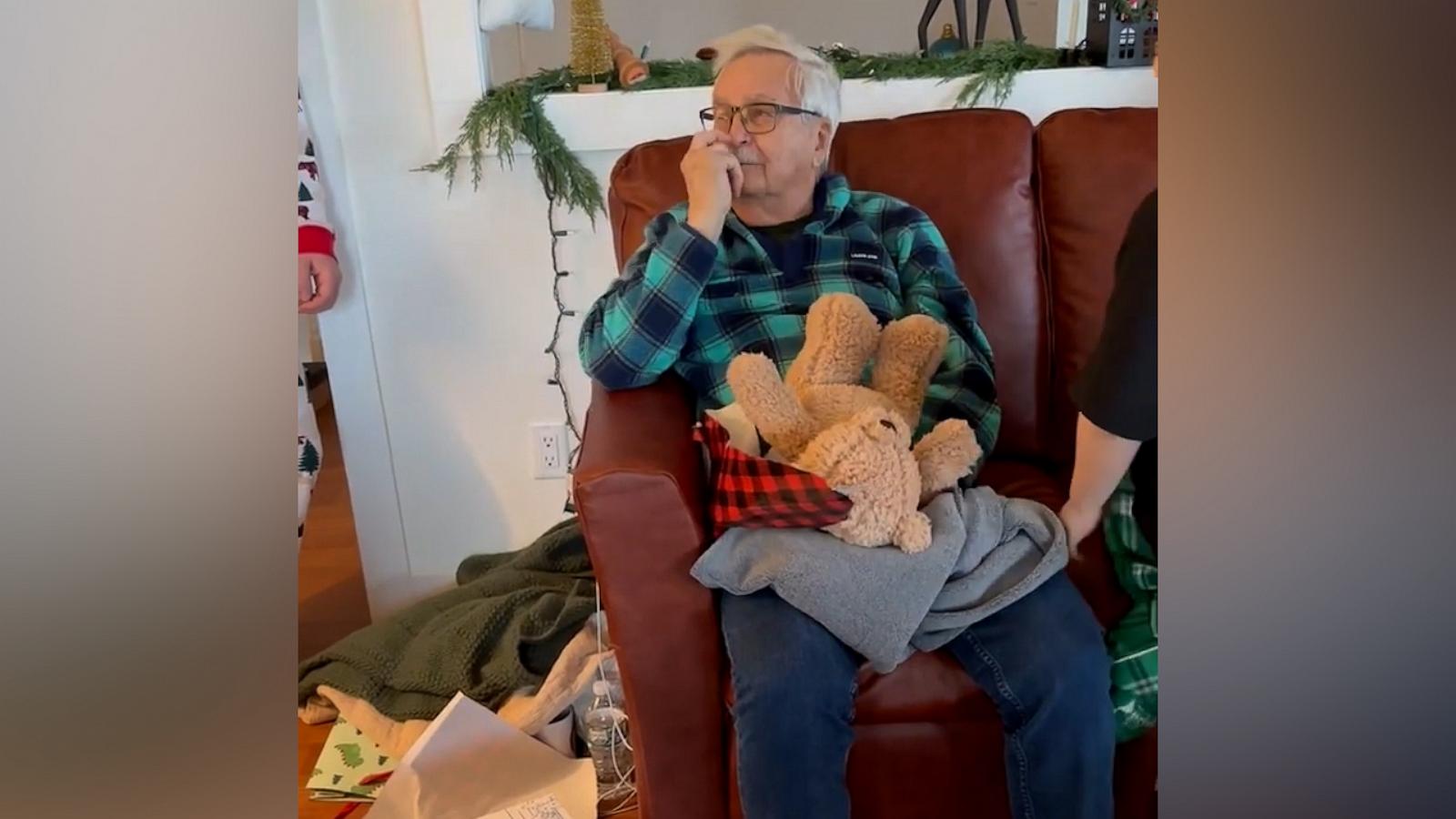 VIDEO: Grandpa moved to tears after receiving teddy bear with voice recording of late wife