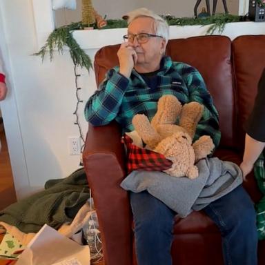 VIDEO: Grandpa moved to tears after receiving teddy bear with voice recording of late wife