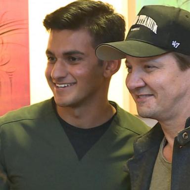 VIDEO: Jeremy Renner surprises staff at hospital where he was treated