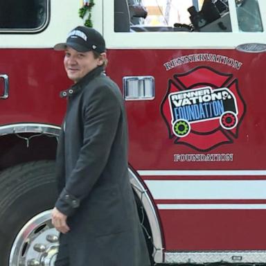 VIDEO: Jeremy Renner returns to hospital that helped save him