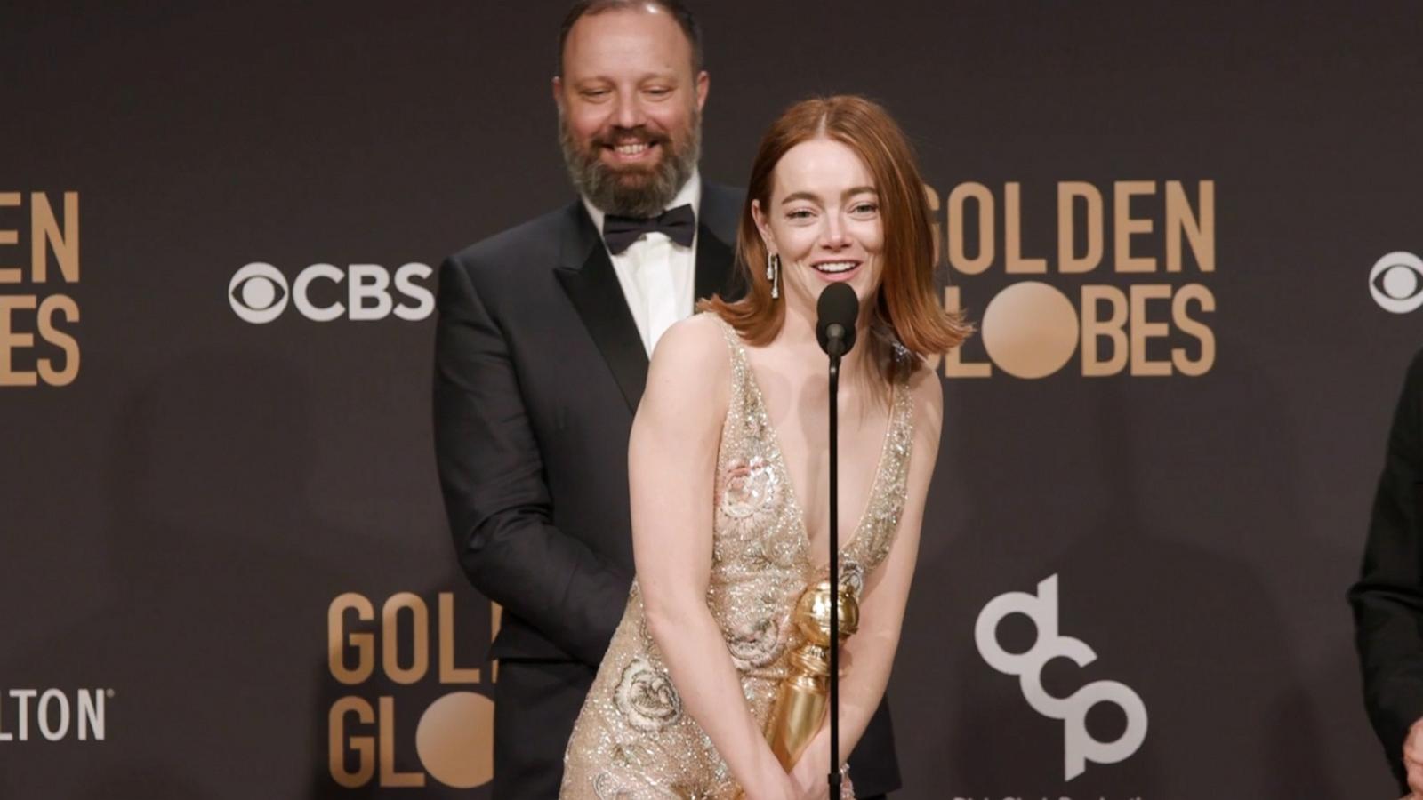 VIDEO: Emma Stone had the best response to Taylor Swift cheering for her Golden Globes win