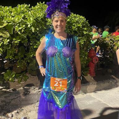 VIDEO: This 55-year-old marathon runner turns heads with fun costumes 