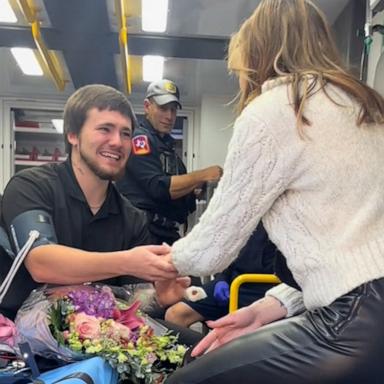 VIDEO: Man proposes to girlfriend in ambulance after breaking his finger