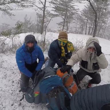 VIDEO: College students rescued by helicopter after camping in winter weather