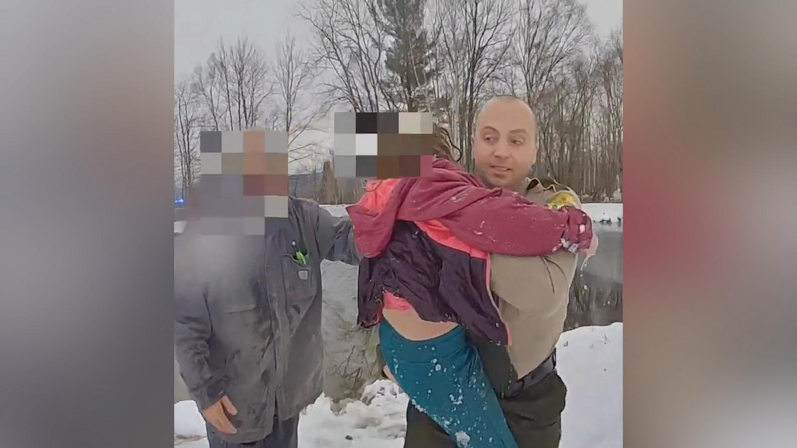 VIDEO: Vermont police officer rescues 8-year-old who fell through frozen lake