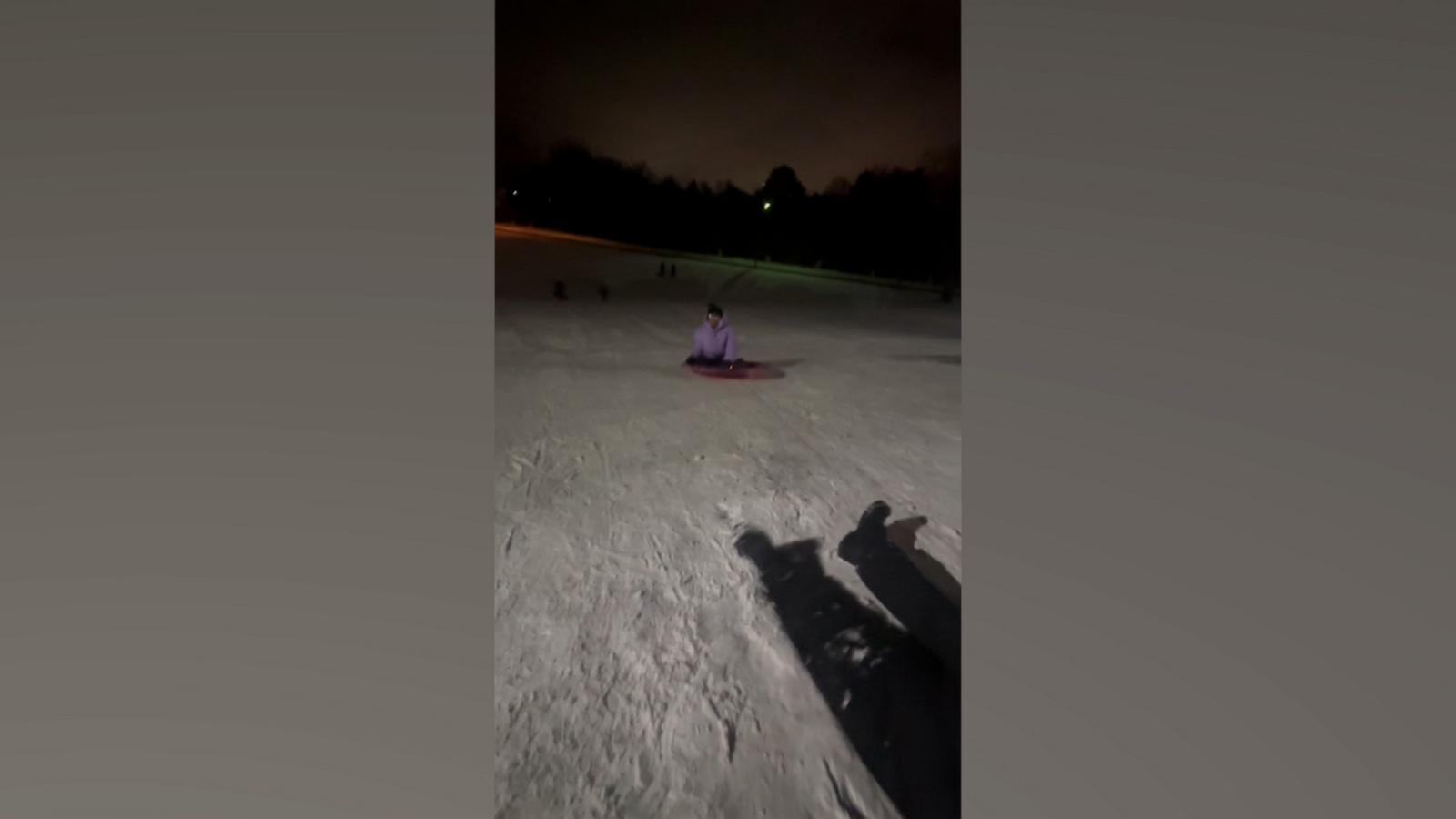 VIDEO: Dad's genius sled hack pulls kids back uphill in minutes