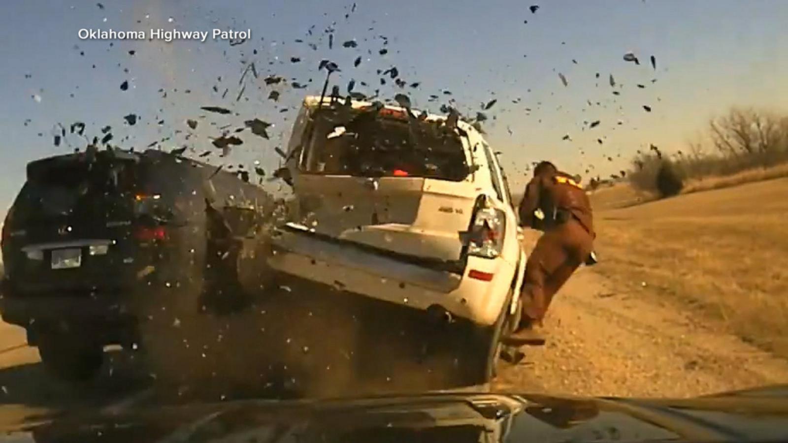 Oklahoma Trooper Survives Caught On Camera Crash Good Morning America