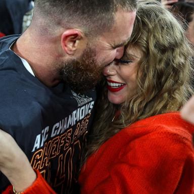 VIDEO: Travis Kelce celebrates AFC Championship win with Taylor Swift and brother Jason