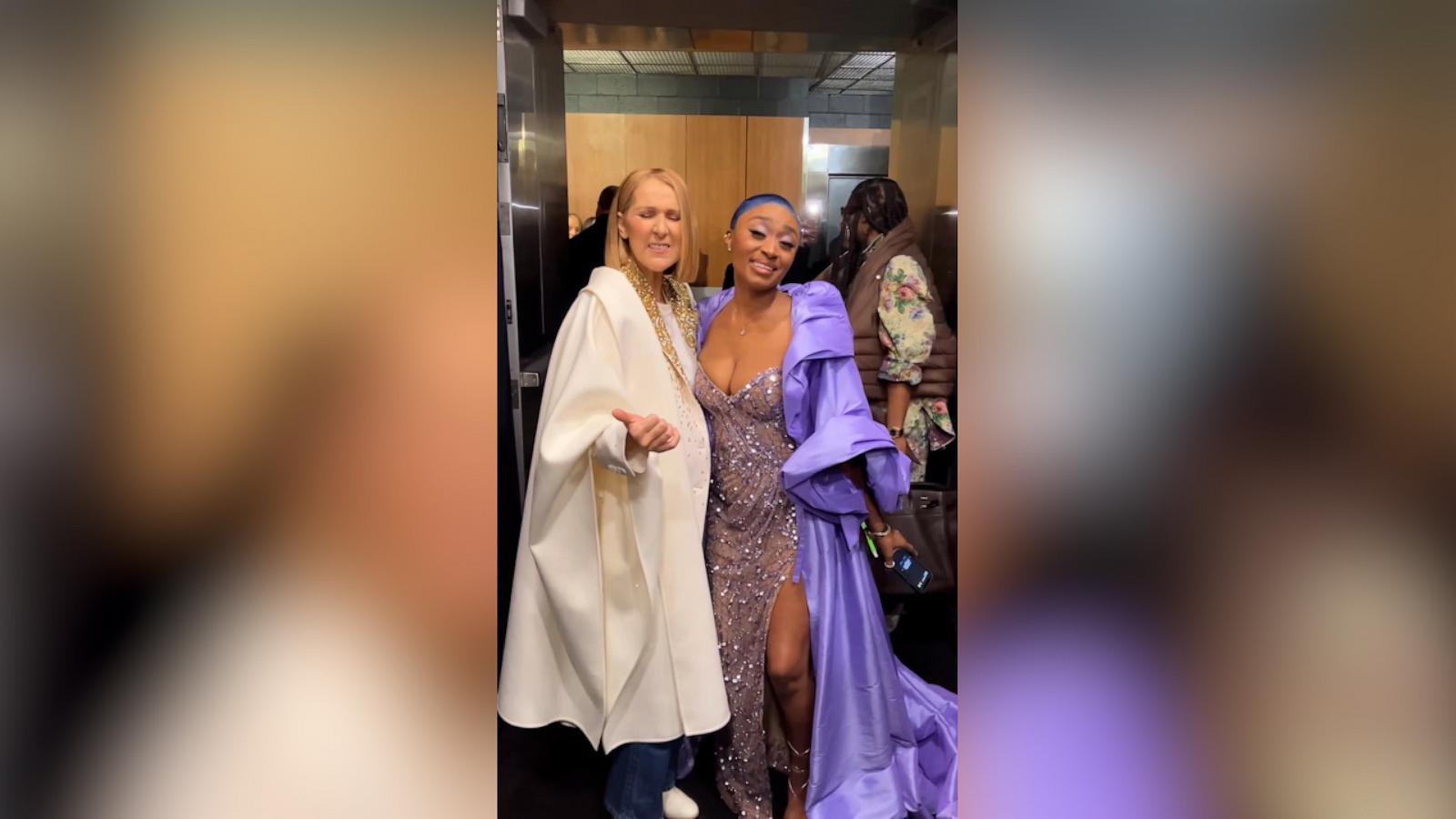 VIDEO: Watch this fun moment between Celine Dion and Sonyae Elise backstage at the Grammys
