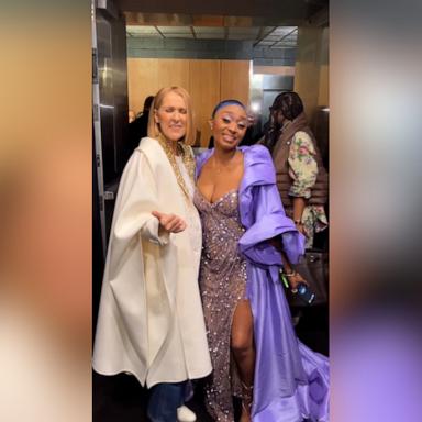 VIDEO: Watch this fun moment between Celine Dion and Sonyae Elise backstage at the Grammys