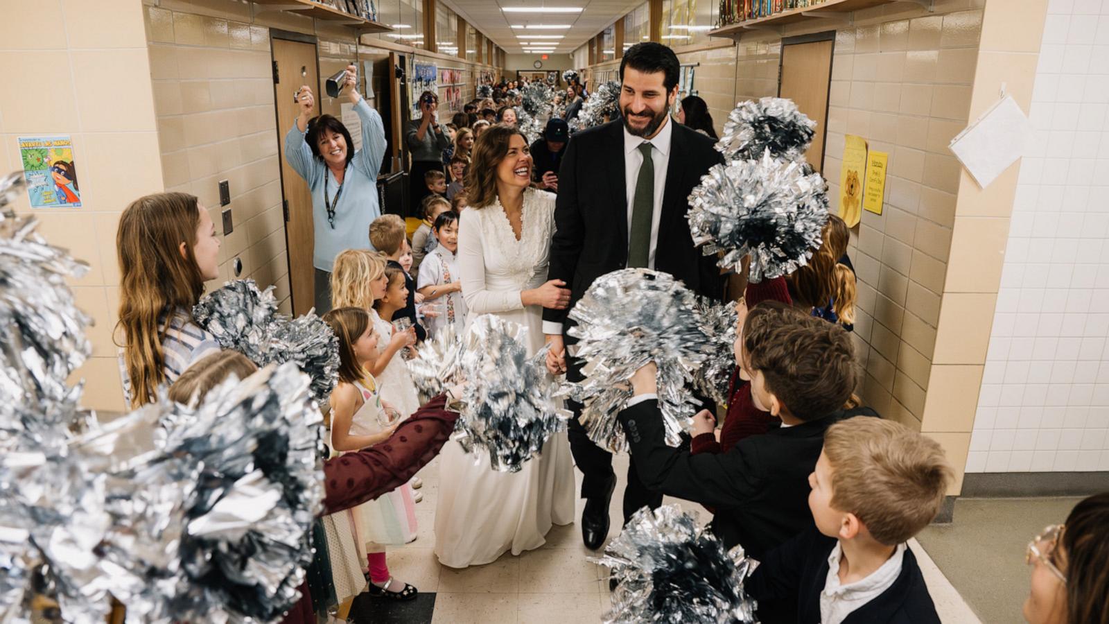 VIDEO: Kindergarten teacher gets married at school where she teaches