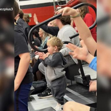 VIDEO: New sports fan cheering on his big sister