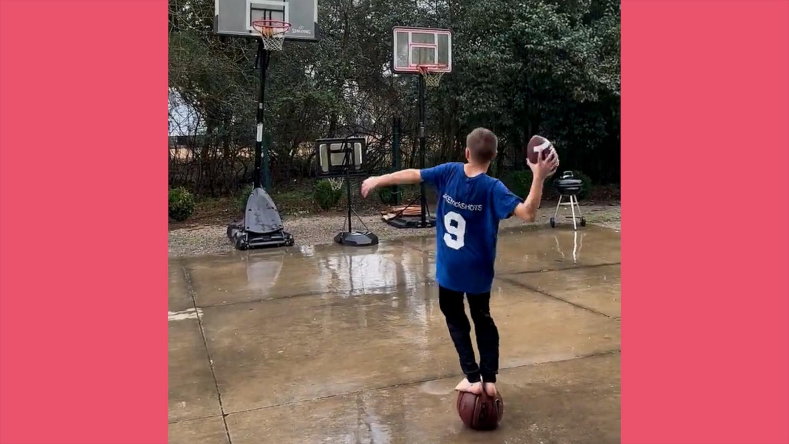 VIDEO: 10-year-old pulls off amazing trick shot to celebrate Super Bowl