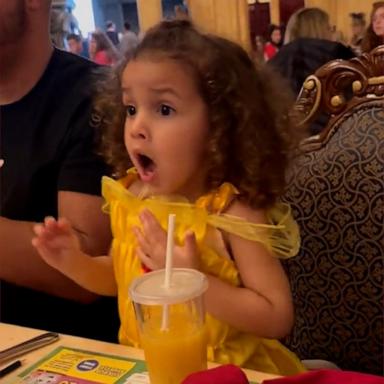 VIDEO: Little girl dressed as Belle has sweetest reaction to seeing the Beast
