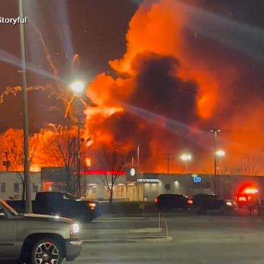 VIDEO: Industrial fire near Detroit sends debris flying