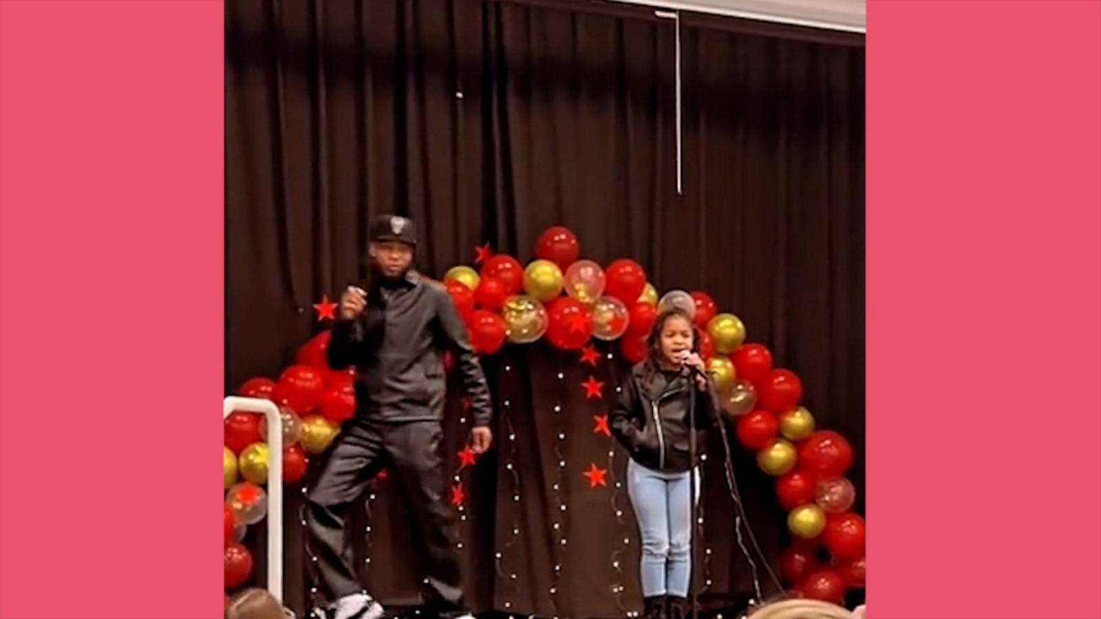 Niece gets some help from her dancing uncle at her school talent show ...