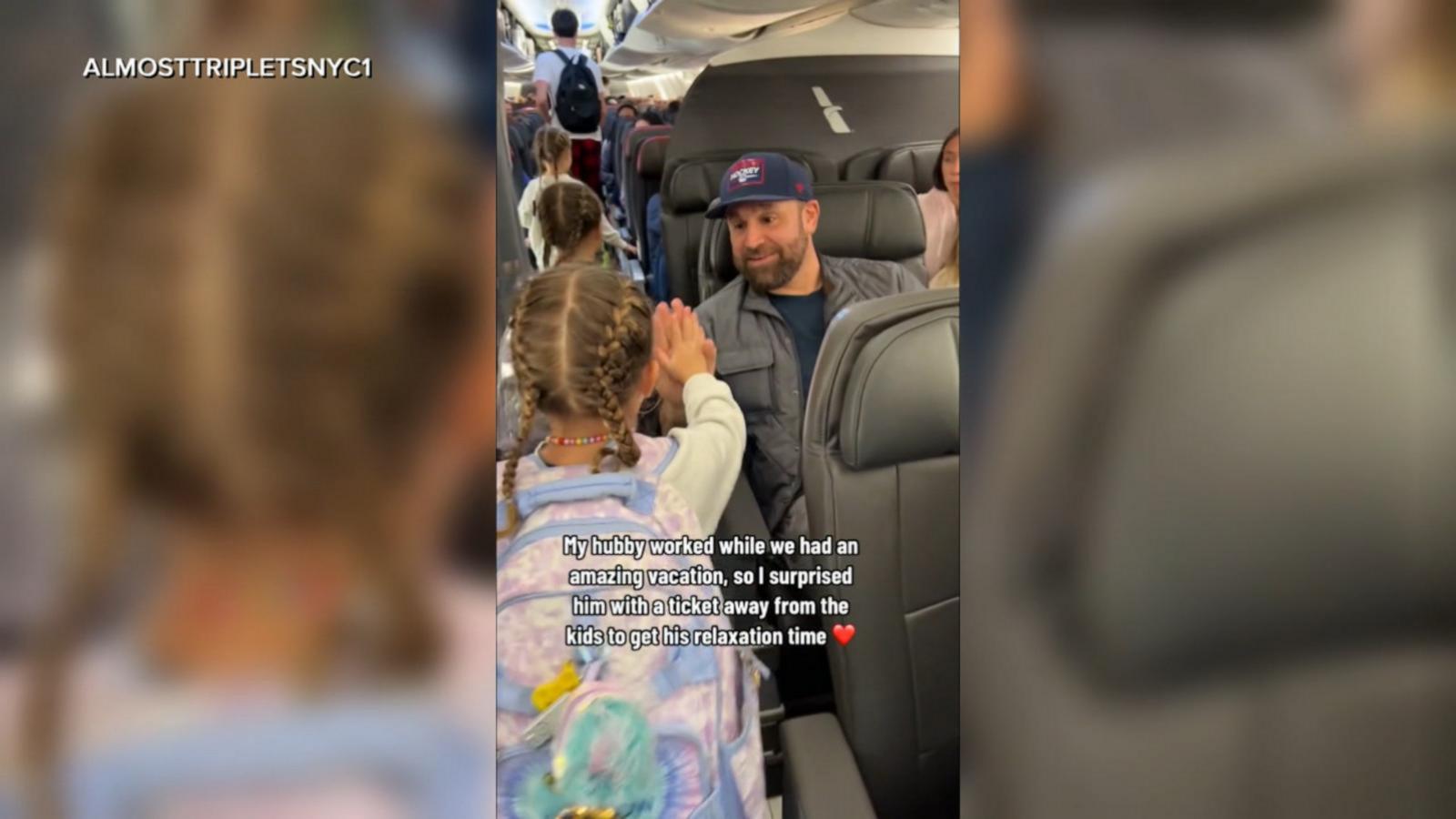 VIDEO: Mom surprises hardworking husband with upgraded plane ticket