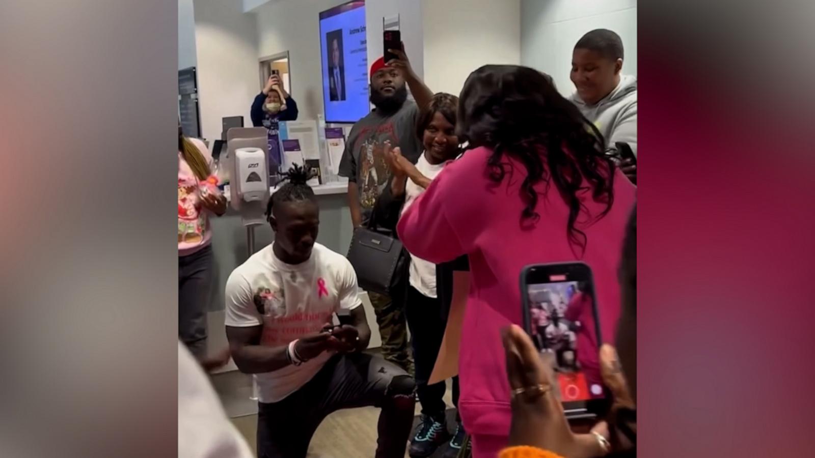 VIDEO: Woman receives marriage proposal on last day of chemotherapy