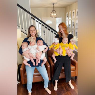 VIDEO: Moms who gave birth to triplets 1 day apart become best friends