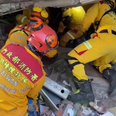 VIDEO: Search for survivors after 7.4 magnitude earthquake in Taiwan