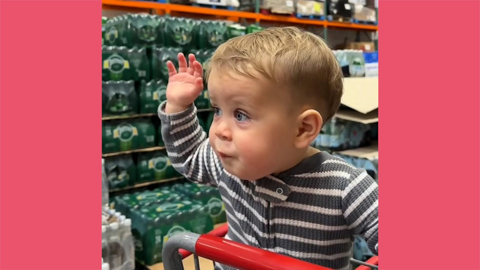 VIDEO: Little boy can't help but wave to everyone in Costco