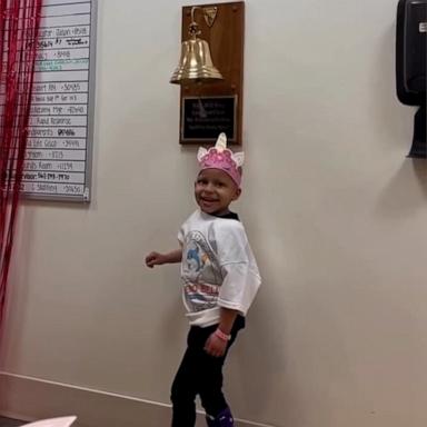 VIDEO: 4-year-old girl walks down pink carpet to ring bell at end of cancer treatment