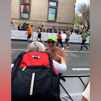 VIDEO: Strangers help woman at Boston Marathon flag down her 75-year-old runner husband 