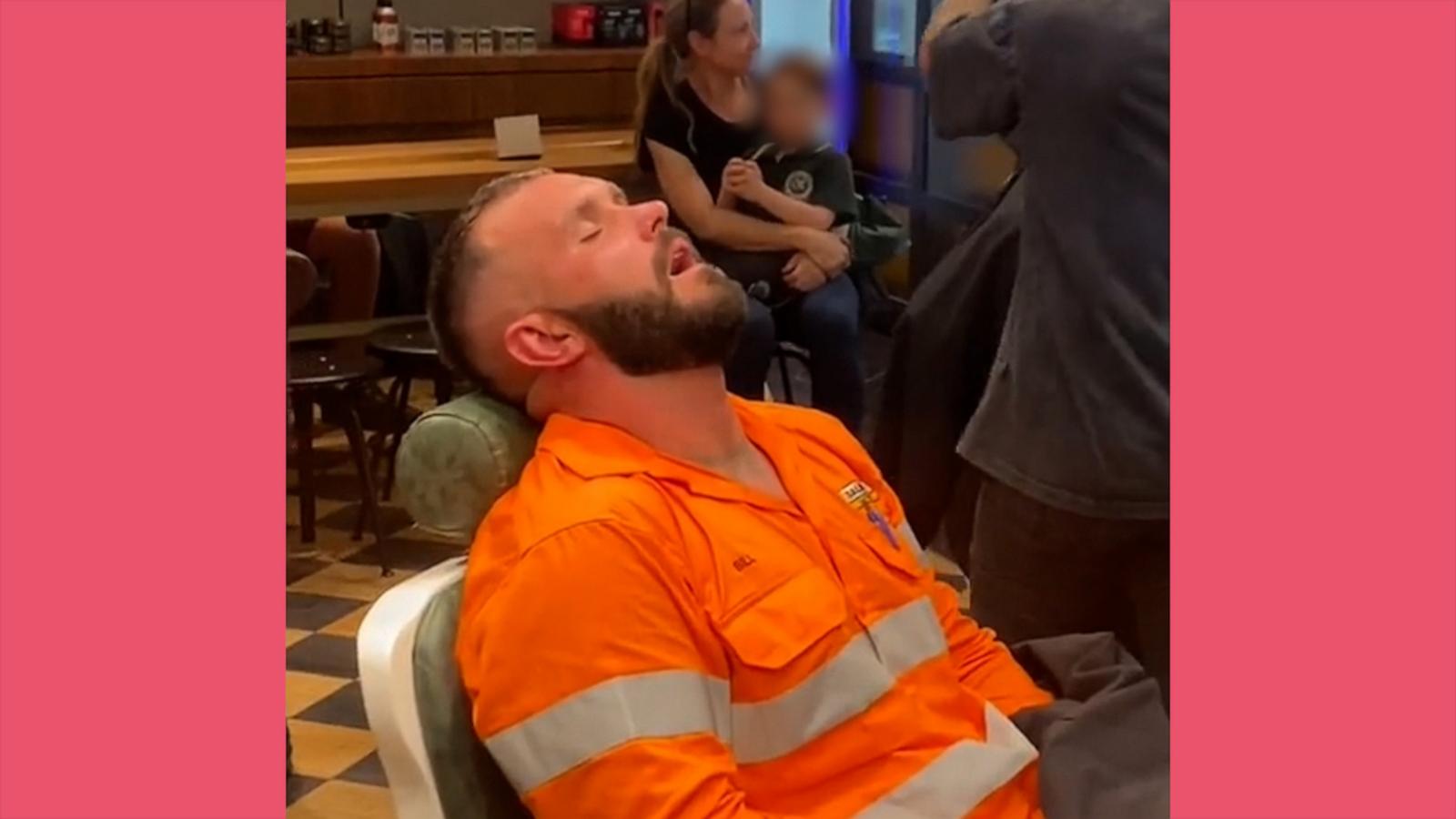 VIDEO: Sleepy barbershop customer naps for 3 hours after his haircut