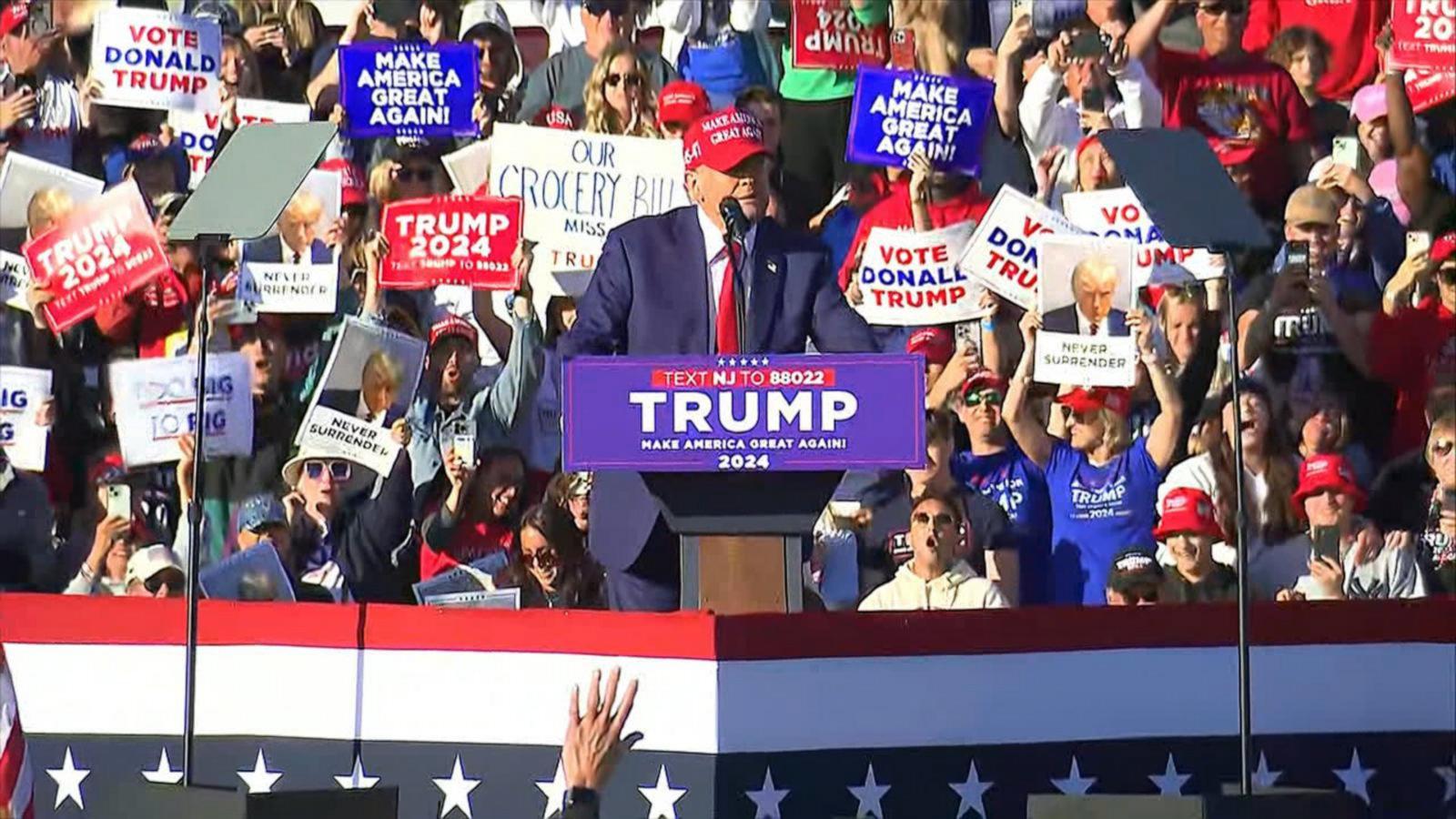 VIDEO: Trump campaigns ahead of Monday’s trial