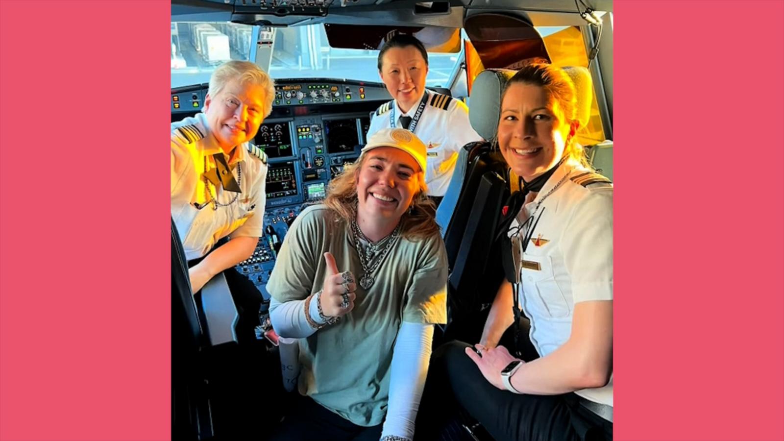 VIDEO: A young pilot gets emotional on her flight with an all-female flight crew