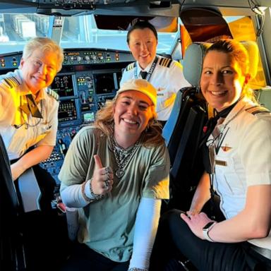VIDEO: A young pilot gets emotional on her flight with an all-female flight crew