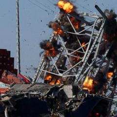 Final section of Key Bridge brought down in controlled explosion