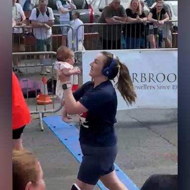 VIDEO: This runner carried her baby over the finish line of a 10K