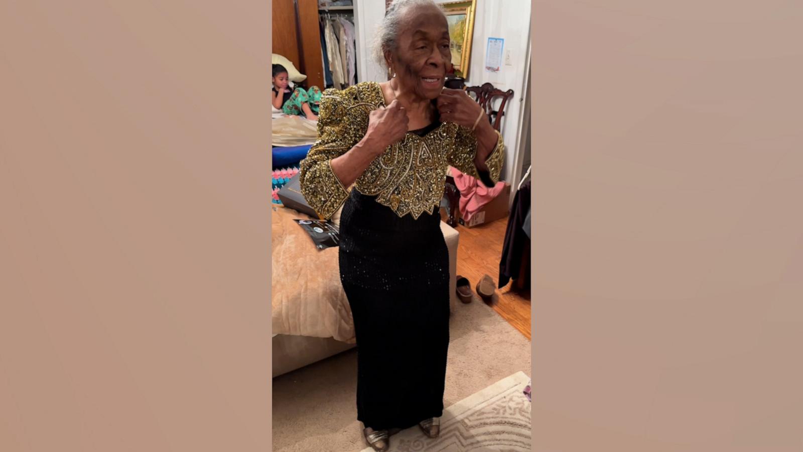 VIDEO: 99-year-old grandmother tries on dress to officiate granddaughter's wedding