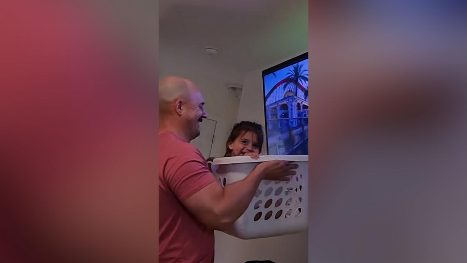 VIDEO: Dad turns laundry basket into an epic roller coaster