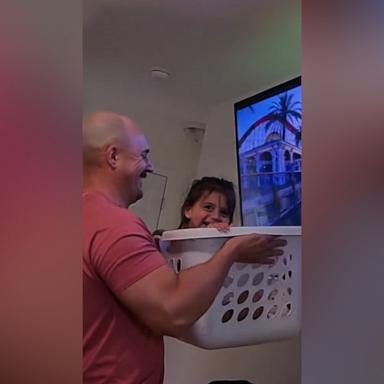 VIDEO: Dad turns laundry basket into an epic roller coaster