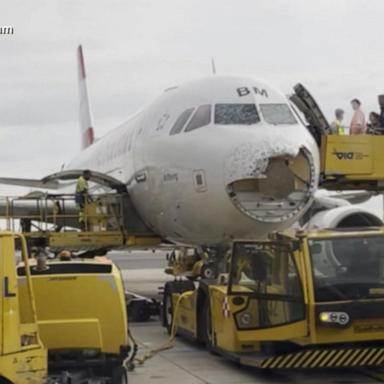 VIDEO: Passenger jet loses nose in hailstorm