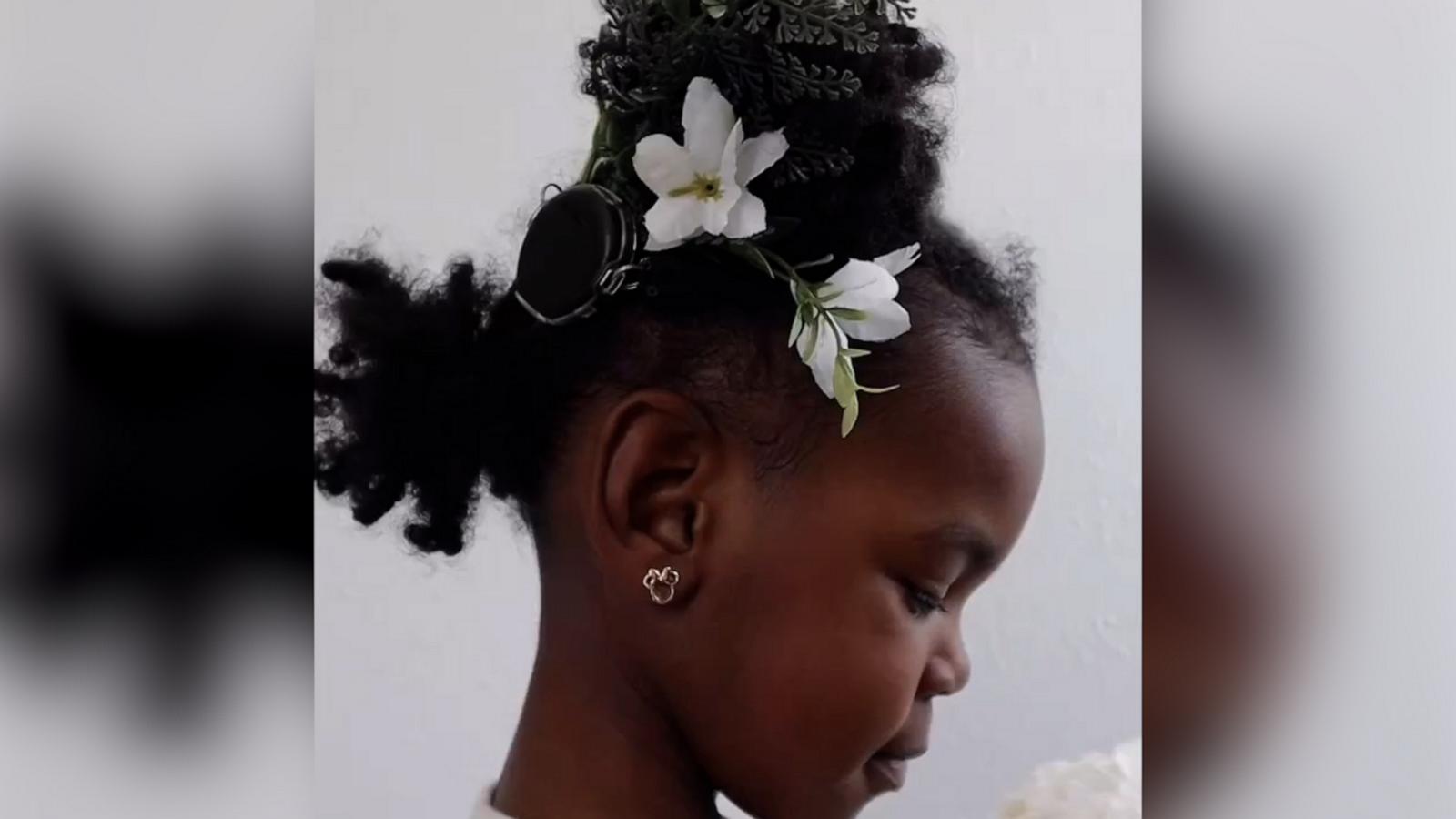 VIDEO: Mom's creative hairstyles for deaf daughter's cochlear implant go viral