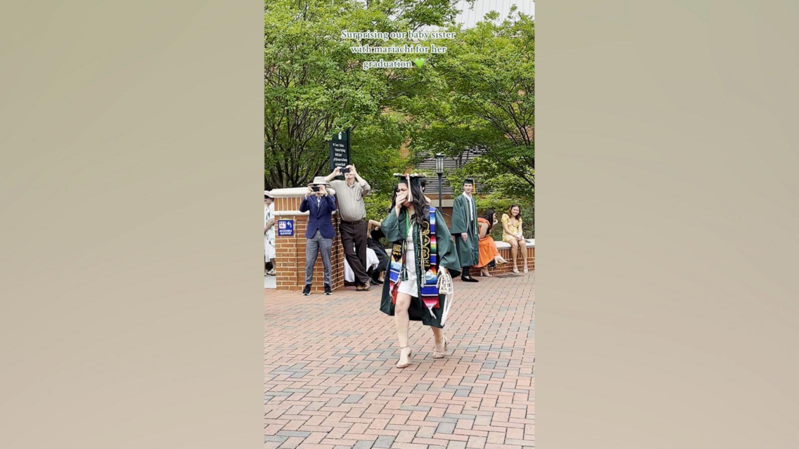 VIDEO: Family surprises daughter with mariachi at graduation ceremony