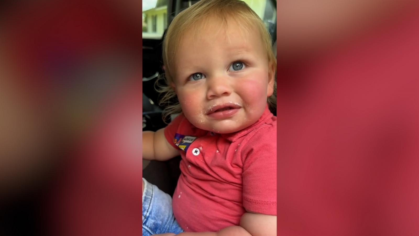 VIDEO: Powder-faced toddler denies eating mother's donuts