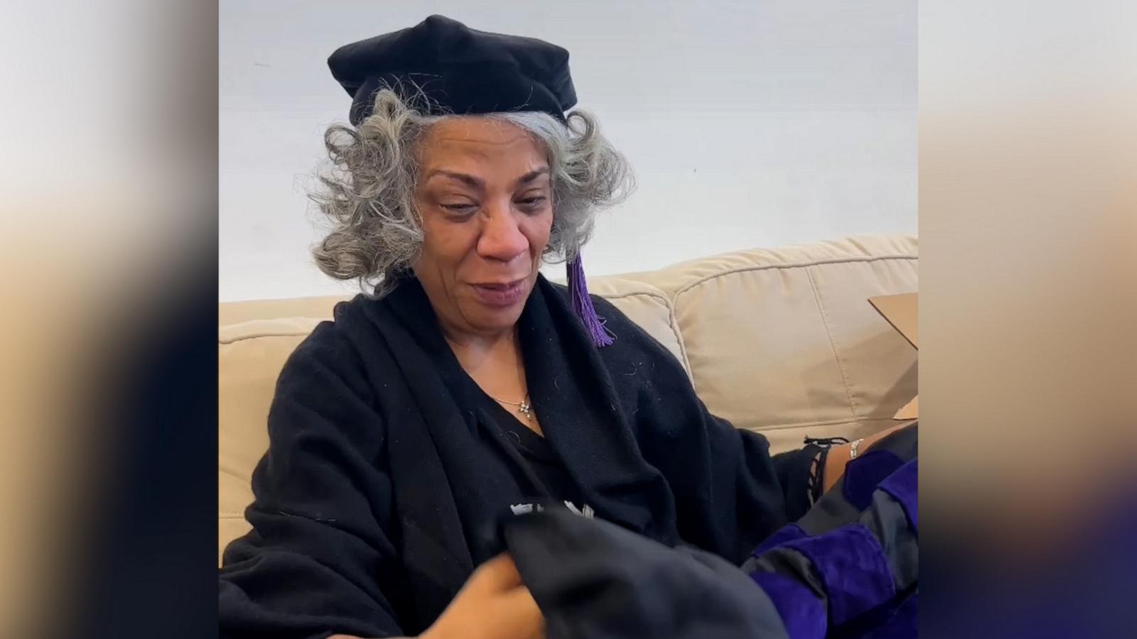 Pamela Martin Turner’s daughter Miranda surprised her mother with the cap and gown she couldn’t receive back when she attended law school.