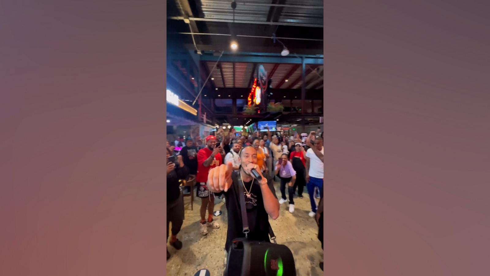 VIDEO: Ludacris gives surprise food hall concert after canceled performance