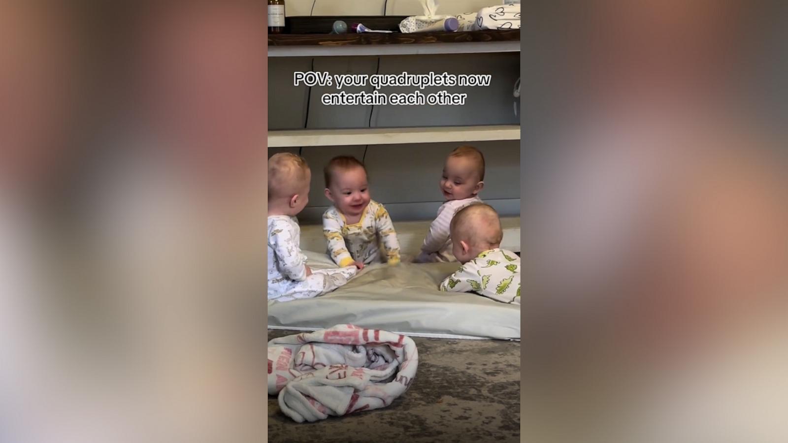 VIDEO: 1-year-old quadruplets already know exactly what to do to make each other laugh