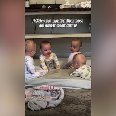 VIDEO: 1-year-old quadruplets already know exactly what to do to make each other laugh 