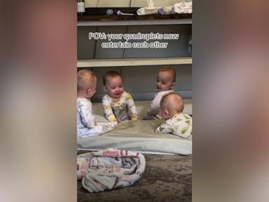 WATCH:  1-year-old quadruplets already know exactly what to do to make each other laugh