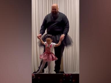 WATCH:  6-foot-5-inch dad wears ballet skirt to dance with daughter for her ballet recital