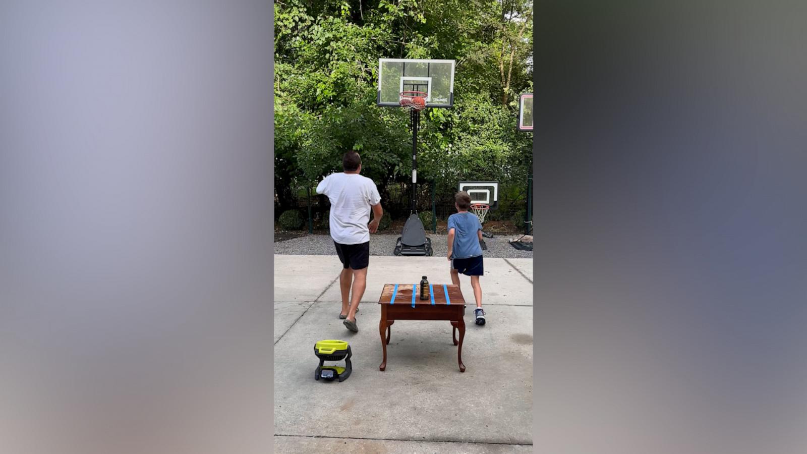 VIDEO:Talented 10-year-old makes surprise trick shot with dad's help